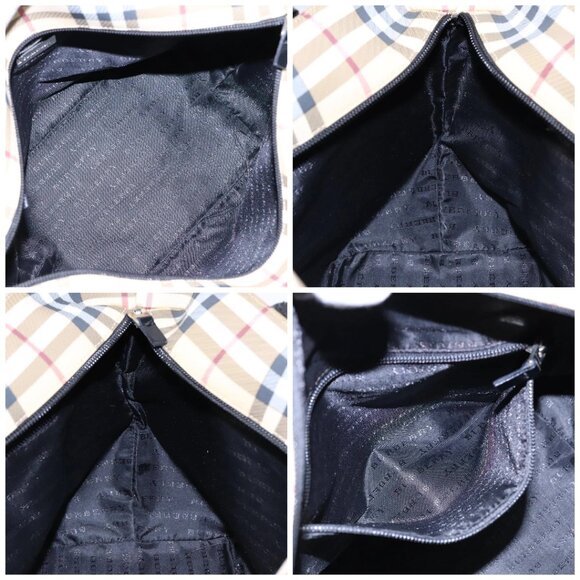 BURBERRY Nova Check Hand Bag PVC Beige Silver Auth - Picture 15 of 16